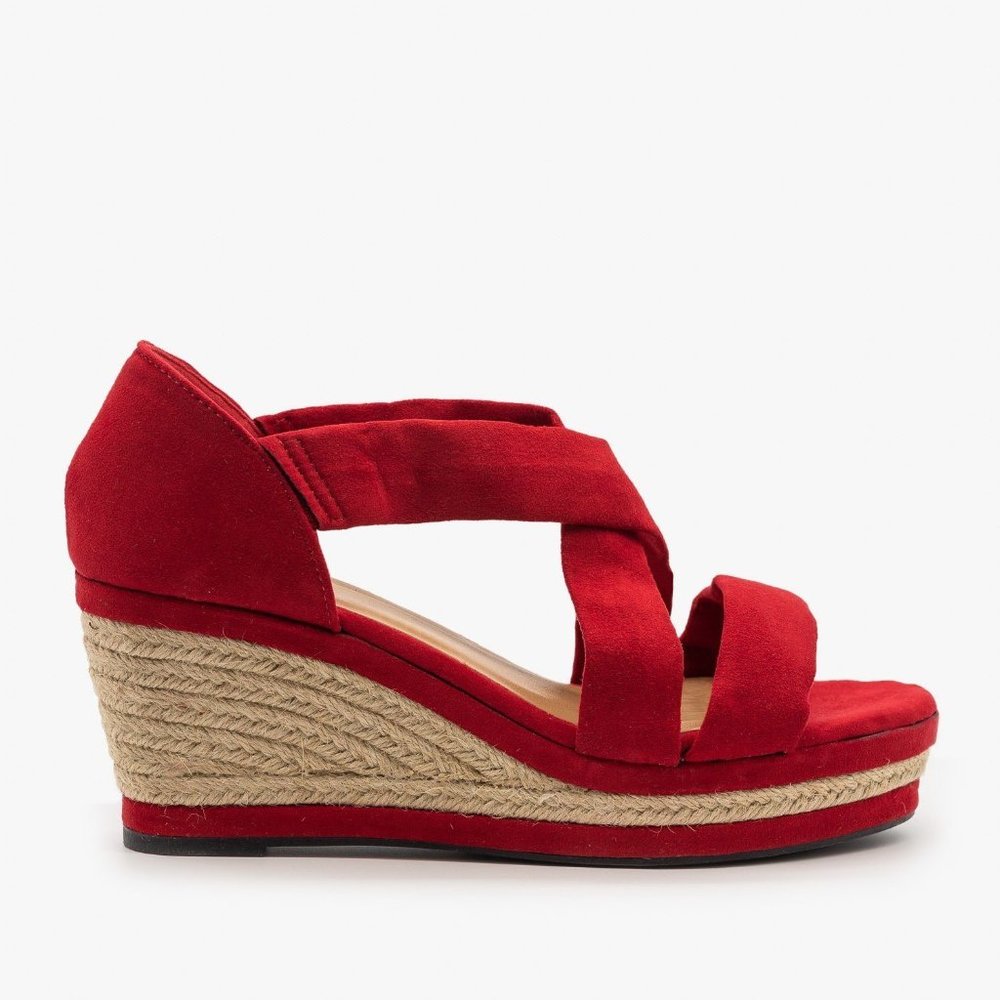 Red Bamboo Wedge Sandal Espadrille Belle05
